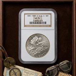 1991-95-D 50th Anniversary of World War II Silver Dollar NGC MS-70