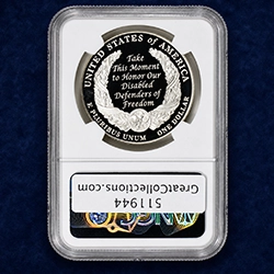 2010-W American Veterans Disabled for Life Silver Dollar NGC Proof-70 UC